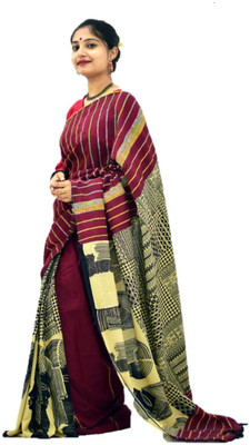 tant ghar Printed Bollywood Pure Cotton Saree(Multicolor)