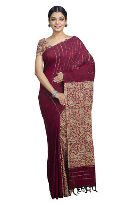 tant ghar Solid/Plain Bollywood Pure Cotton Saree(Multicolor)