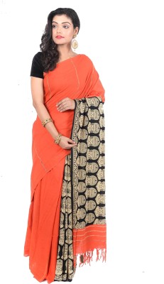 tant ghar Temple Border, Solid/Plain Bollywood Pure Cotton Saree(Multicolor)