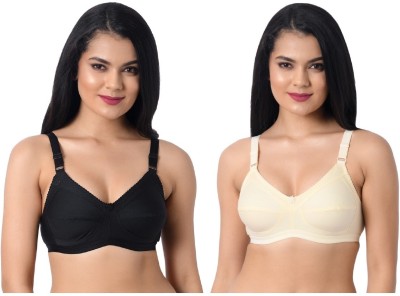 INNER TOUCH Broad Strap Bra Women Full Coverage Non Padded Bra(Black, Beige)