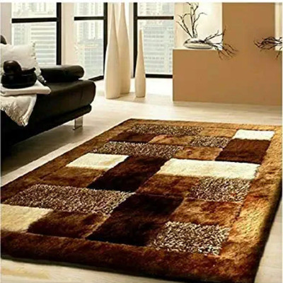shopgallery Brown Polyester Carpet(5 ft,  X 7 ft, Rectangle)