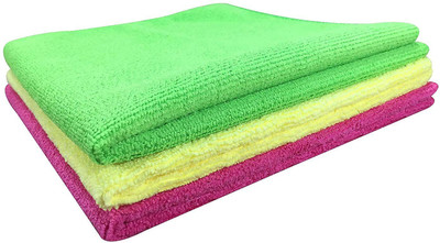 SOFTSPUN Microfiber Cloth - 3 pcs - 40x60 cms - 340 GSM Multicolor Dry Microfiber Cleaning Cloth(3 Units)