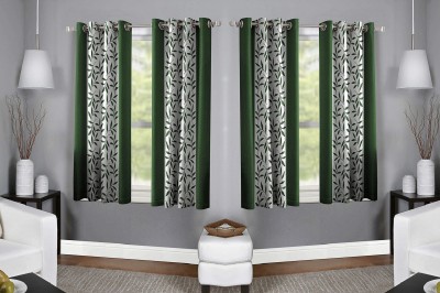BELLA TRUE 152 cm (5 ft) Polyester Semi Transparent Window Curtain (Pack Of 4)(Printed, Green)