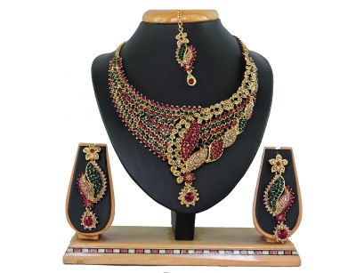 VATSALYA creation Alloy Gold-plated Maroon, Green Jewellery Set(Pack of 1)