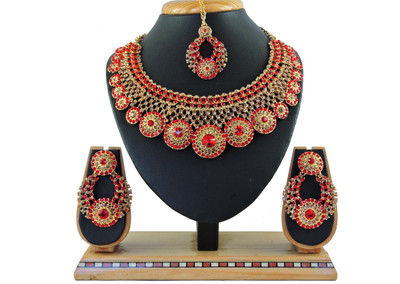 VATSALYA creation Alloy Gold-plated Red Jewellery Set(Pack of 1)