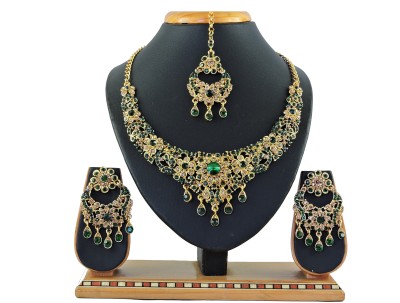 KAHAR CREATION Alloy Gold-plated Green Jewellery Set(Pack of 1)