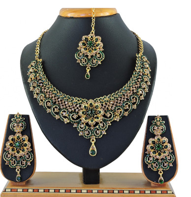 KAHAR CREATION Alloy Gold-plated Green Jewellery Set(Pack of 1)