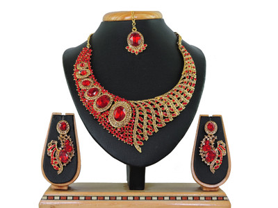 VATSALYA creation Alloy Gold-plated Red Jewellery Set(Pack of 1)