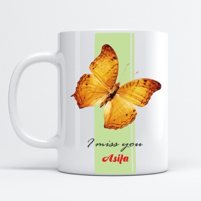 Beautum I MISS YOU Asifa Printed White Model No:SHINEMISSU002360 Ceramic Coffee Mug(350 ml)