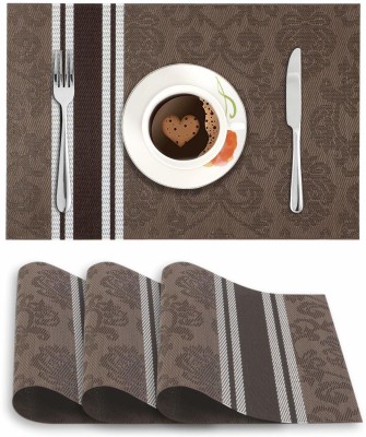 HOKiPO Rectangular Pack of 4 Table Placemat(Brown, PVC)