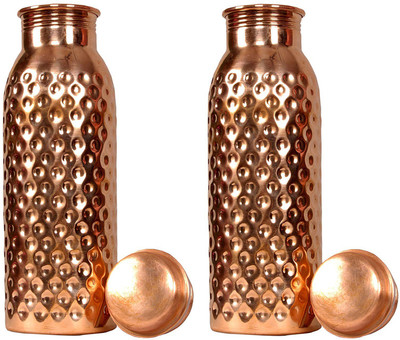 Flipkart SmartBuy Pure copper seamless hammered premium Quality 700 ml Bottle (Pack of 2, Brown, Copper)