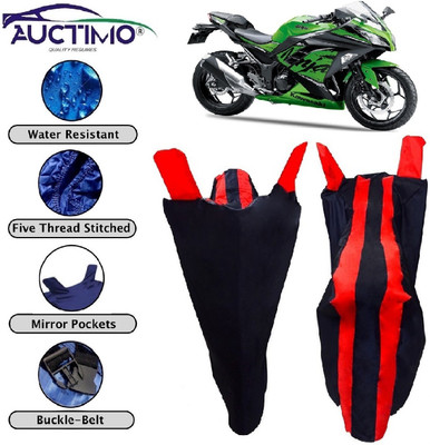 AUCTIMO Two Wheeler Cover for Kawasaki(Ninja 300, Red, Blue)