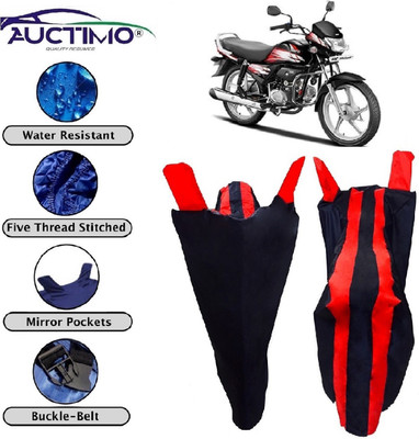 AUCTIMO Two Wheeler Cover for Hero(CD deluxe, Red, Black)