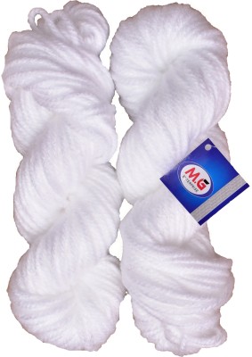 M.G Enterprise JP White (400 gm) Knitting Yarn Thick Chunky Wool Hank Hand knitting wool / Art Craft soft fingering crochet hook yarn, needle knitting yarn thread dyed.