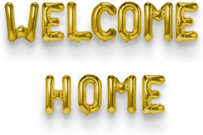 TOYXE Solid Welcome Home Letter Balloon(Gold, Pack of 11)