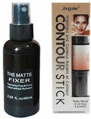 angelie Highlighter and Contour Stick Highlighter With Makeup Fixer Natural(2 Items in the set)
