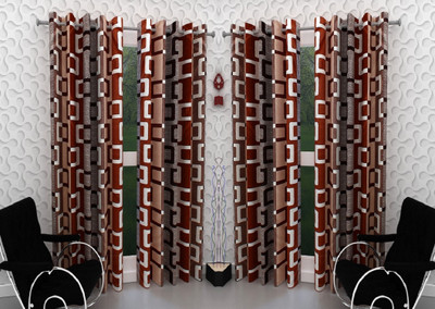 Panipat Textile Hub 213 cm (7 ft) Door Polyester Semi Transparent Curtain (Pack Of 4)(Brown, Printed)