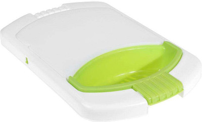 GTC 4 in 1 Multi Function Folding Telescopic Food Chopping Block Cutting Board Plastic Cutting Board(White, Green Pack of 1 Dishwasher Safe)