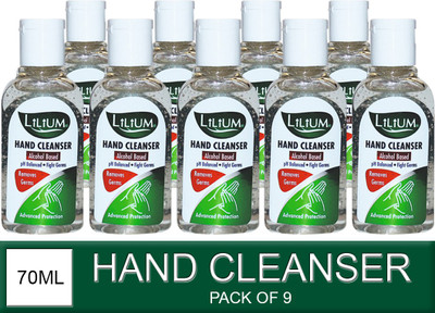 LILIUM Germ Fighter Hand Cleanser, 70ml Hand Sanitizer Bottle(9 x 70 ml)