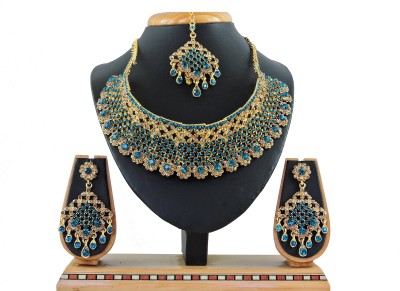 KAHAR CREATION Alloy Gold-plated Blue Jewellery Set(Pack of 1)