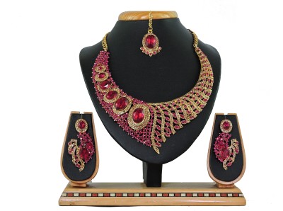 KAHAR CREATION Alloy Gold-plated Pink Jewellery Set(Pack of 1)