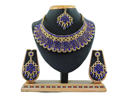 KAHAR CREATION Alloy Gold-plated Blue Jewellery Set(Pack of 1)