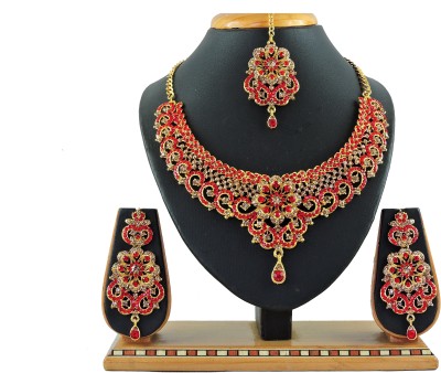 VATSALYA creation Alloy Gold-plated Red Jewellery Set(Pack of 1)