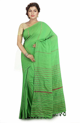 tant ghar Solid/Plain Bollywood Pure Cotton Saree(Multicolor)