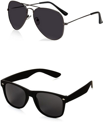 DAHAAZIL Wayfarer, Aviator Sunglasses(For Men & Women, Black)