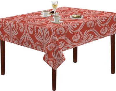 OASIS Floral 4 Seater Table Cover(Red, White, Cotton)