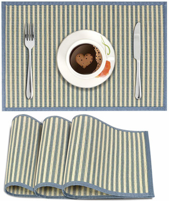 HOKiPO Rectangular Pack of 4 Table Placemat(Multicolor, Natural Bamboo)