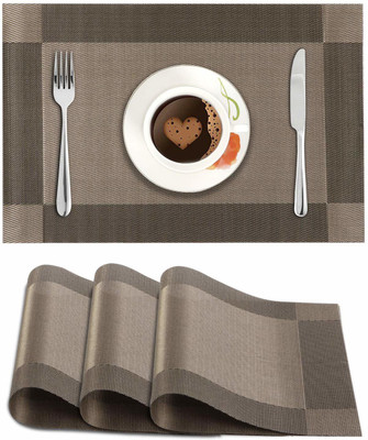 Dakshya Industries Rectangular Pack of 4 Table Placemat(Brown, PVC)
