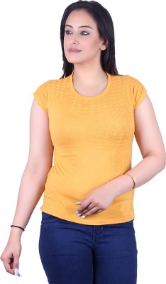 Ogarti Casual Short Sleeve Solid Women Yellow Top