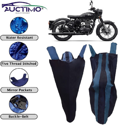 AUCTIMO Two Wheeler Cover for Royal Enfield(Classic 500, Blue)