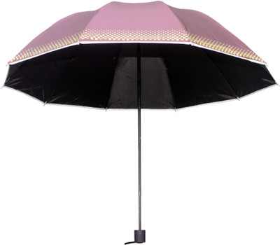 CHATTRI WALA SOCIAL DISTANCING : Plain Metallic Color 3 Folding Manual Open, Dome Shape Sun/Rain Office Umbrella For Women & Girls, Pack Of 1 Umbrella(Transparent)