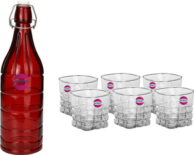Somil 1000 ml Glass Bottle(Pack of 7, Red)