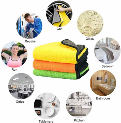 Daily Fest Microfiber Vehicle Washing  Cloth(Pack Of 3)