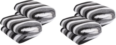 Goyal's Striped Single Fleece Blanket for  AC Room(Polyester, Black)