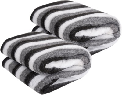 Goyal's Striped Single Fleece Blanket for  AC Room(Polyester, Black)