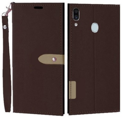 Krofty Flip Cover for Samsung Galaxy M20(Brown, Cases with Holder, Pack of: 1)