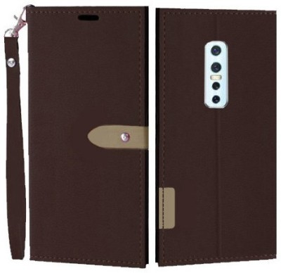 Krofty Flip Cover for Vivo V17 Pro(Brown, Cases with Holder, Pack of: 1)