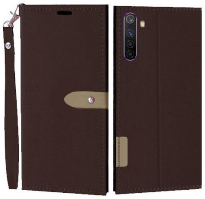 Wynhard Flip Cover for Realme 6(Brown, Grip Case, Pack of: 1)