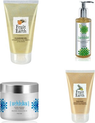 MODICARE SCHLOKA CLEANSING GEL 150 ML MORGON OIL SCRUB 200ML FACIAL CREAM AND NEEM FACE PACK 150ML(4 Items in the set)