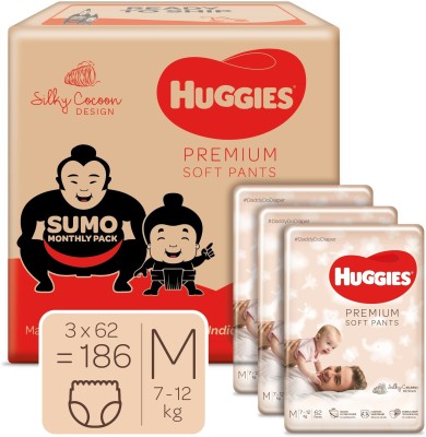 Huggies Premium Soft Pants Sumo Monthly pack Medium size - M (186 Pieces)