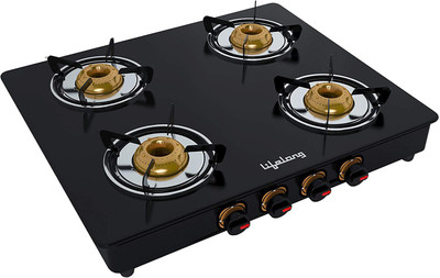 Lifelong ISI Certified Glass Manual Gas Stove(4 Burners)