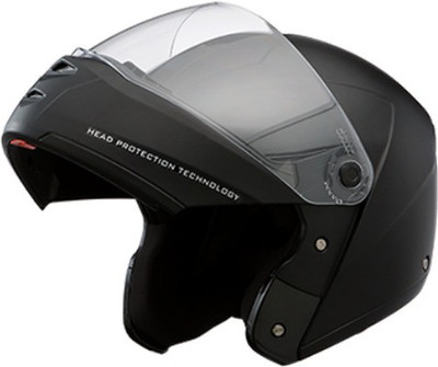 STUDDS Ninja Elite Carbon Center Strip Flip-Up Helmet Motorsports Helmet(Black With Carbon Center Strips)