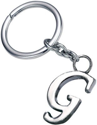 GCT English Alphabet Letter G (G-37) Silver Metal Keychain for Car Bike Men Women Keyring Key Chain