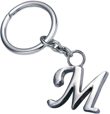 GCT English Alphabet Letter M (G-37) Silver Metal Keychain for Car Bike Men Women Keyring Key Chain