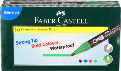 FABER-CASTELL Permanent Marker Pen Green Box(Set of 10, Green)