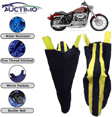 AUCTIMO Two Wheeler Cover for Harley Davidson(XL 883, Yellow, Blue)